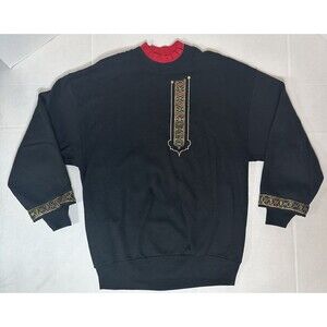 VTG JERZEES Men's Sweatshirt Black Embroidered Made In USA Size Large